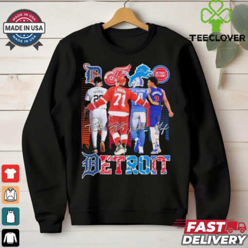 Official Detroit Sports Teams Tarik Skubal Dylan Larkin Amon Ra St. Brown and Cade Cunningham Signatures shirt