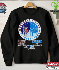 Official Detroit Tigers All Season Detroit Lions On Sundays 2024 skyline shirt