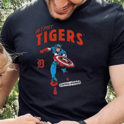 Official Detroit Tigers Youth Team Captain America Marvel T Shirt