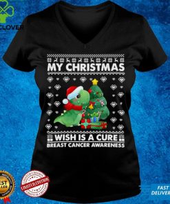 Official Dinosaur My Christmas Wish Is A Cure Breast Cancer Awareness shirt