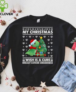 Official Dinosaur My Christmas Wish Is A Cure Breast Cancer Awareness hoodie, sweater, longsleeve, shirt v-neck, t-shirt