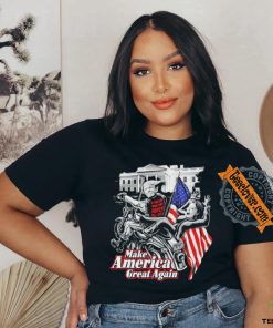 Official Donald Trump Hilary Clinton Bitch Fell Off Maga Biker Motorcycle T shirt