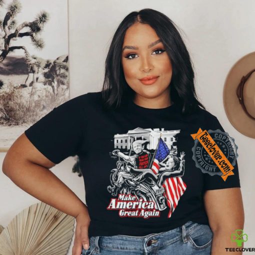 Official Donald Trump Hilary Clinton Bitch Fell Off Maga Biker Motorcycle T shirt