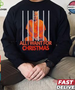 Official Donald Trump In Prison All I Want For Christmas Prison Political 2024 Election T shirt