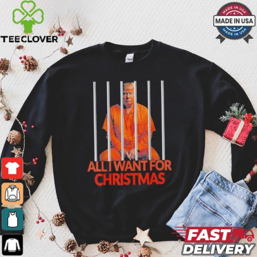 Official Donald Trump In Prison All I Want For Christmas Prison Political 2024 Election T hoodie, sweater, longsleeve, shirt v-neck, t-shirt