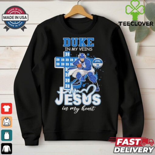 Official Duke Blue Devils In My Veins Jesus In My Heart Cross Mascot Shirts