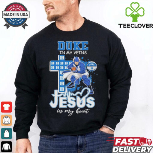 Official Duke Blue Devils In My Veins Jesus In My Heart Cross Mascot Shirts