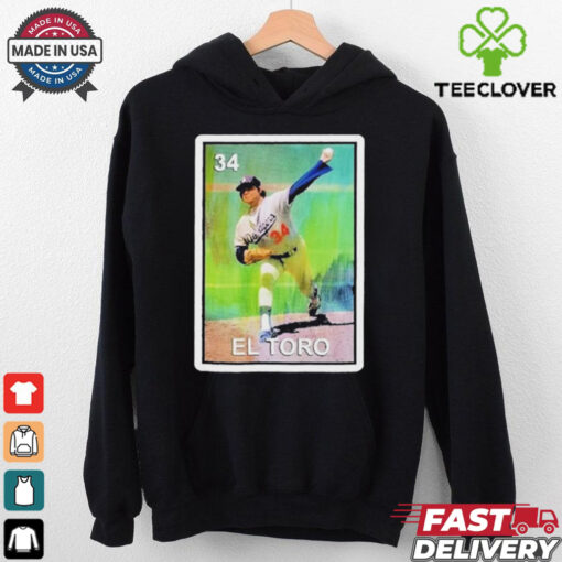 Official El Toro Fernando Valenzuela 34 Loteria Mexican Bingo The Bull Shirt