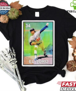 Official El Toro Fernando Valenzuela 34 Loteria Mexican Bingo The Bull Shirt