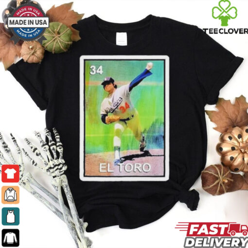 Official El Toro Fernando Valenzuela 34 Loteria Mexican Bingo The Bull Shirt