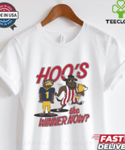 Official FBS Michigan Wolverines vs. Indiana Hoosiers mascots Hoo’s The Winner Now t shirt 2 Official FBS Michigan Wolverines vs. Indiana Hoosiers mascots Hoo’s The Winner Now t shirt