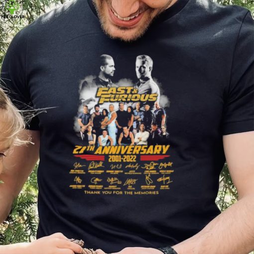 Official Fast And Furious 21st Anniversary 2001 2022 Thank You For The Memories Signatures Shirt