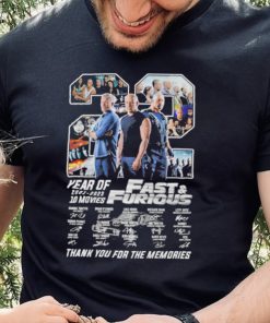 Official Fast and Furious 22 years of 2001 – 2023 10 movies thank you for the memories signatures shirt