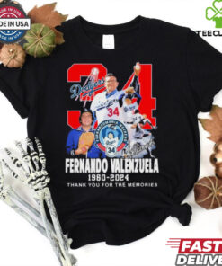 Official Fernando Valenzuela 34 1960 2024 Thank You For The Memories T Shirt