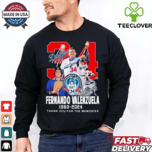 Official Fernando Valenzuela 34 1960 2024 Thank You For The Memories T Shirt