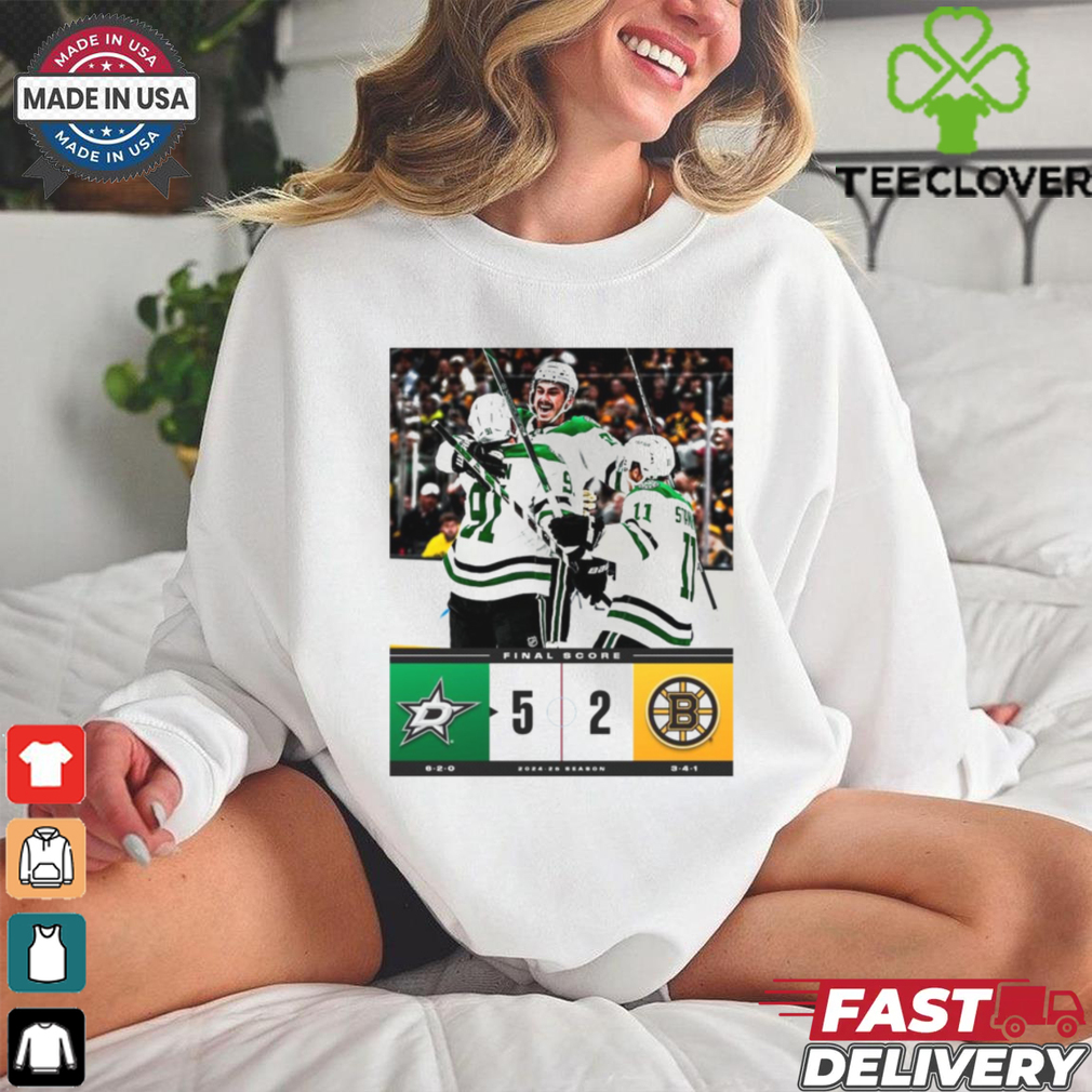 Official Final Score Dallas Stars 5 – 2 Boston Bruins NHL 2024 25 Season Poster t shirt Official Final Score Dallas Stars 5 – 2 Boston Bruins NHL 2024 25 Season Poster t shirt