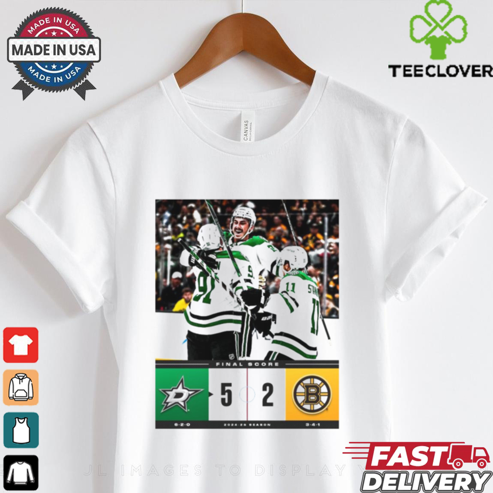 Official Final Score Dallas Stars 5 – 2 Boston Bruins NHL 2024 25 Season Poster t shirt Official Final Score Dallas Stars 5 – 2 Boston Bruins NHL 2024 25 Season Poster t shirt