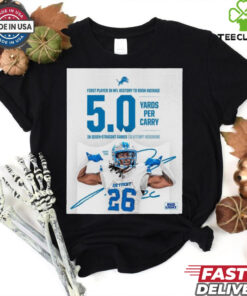 Official First player In NFL history to rush average Jahmyr Gibbs 5.0+ yards per carry in seven straight games signature Poster t shirt 2 Official First player In NFL history to rush average Jahmyr Gibbs 5.0+ yards per carry in seven straight games signature Poster t shirt