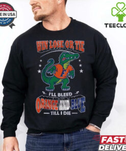 Official Florida Gators Win Lose Or Tie I’II Bleed Orange And Blue Till I Die Mascot Shirt