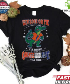 Official Florida Gators Win Lose Or Tie I’II Bleed Orange And Blue Till I Die Mascot Shirt