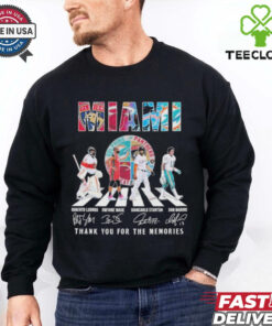 Official Florida Panthers x Miami Heat x Miami Marlins x Miami Dolphins Signature Thank You For The Memories Unisex T Shirt