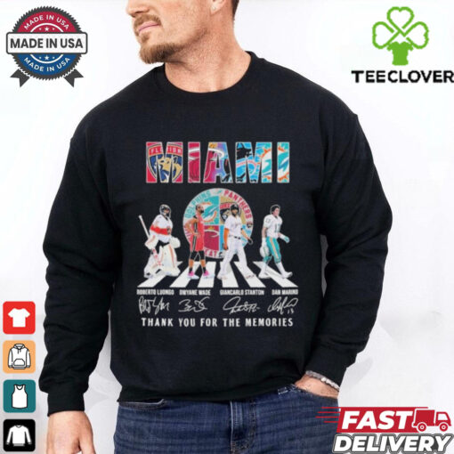 Official Florida Panthers x Miami Heat x Miami Marlins x Miami Dolphins Signature Thank You For The Memories Unisex T Shirt