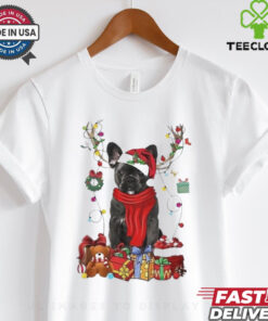 Official French Bulldog Reindeer Xmas Lights Merry Christmas Shirt
