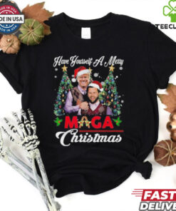 Official Funny Santa Trump Have Yourself A Merry Maga Christmas Xmas Shirt with a humorous holiday design.