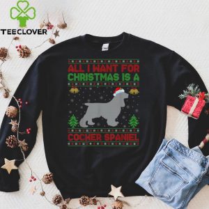 Official Funny Ugly All I Want For Christmas Is A Cocker Spaniel T Shirt
