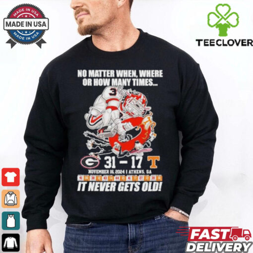 Official Georgia Bulldogs 31 17 Tennessee It Never Gets Old Shirt