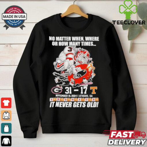 Official Georgia Bulldogs 31 17 Tennessee It Never Gets Old Shirt