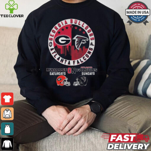 Official Georgia Bulldogs On Saturdays x Atlanta Falcons On Sunday Logo 2024 Shirt