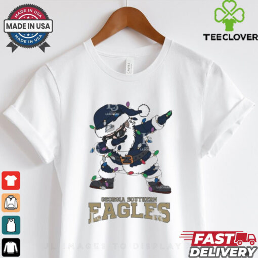 Official Georgia Southern Eagles Dabbing Santa Claus Ugly Christmas Light shirt