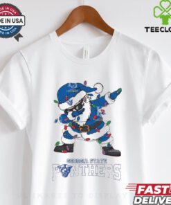 Official Georgia State Panthers Dabbing Santa Claus Ugly Christmas Light shirt