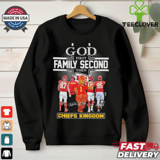 Official God First Family Second Then Chiefs Kingdom Kelce Mahomes Kc Wolf Jones Shirt
