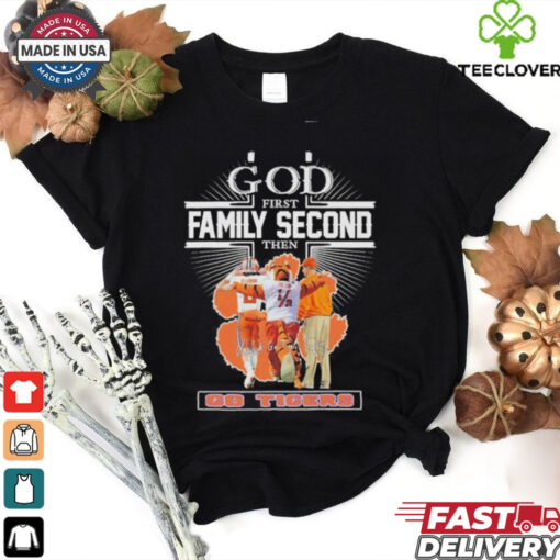 Official God First Family Second Then Clemson Tigers Cade Klubnik The Tiger And Dabo Swinney Shirt