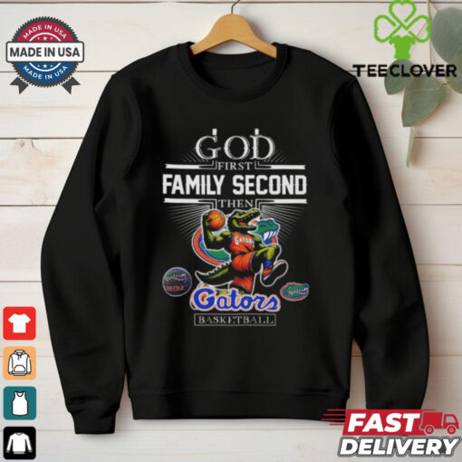 Official God First Family Second Then Florida Gators Basketball 2024 Mascot T Shirts