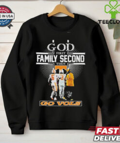 Official God First Family Second Then Tennessee Vols Dylan Sampson Nico Iamaleava And Josh Heupel Shirt