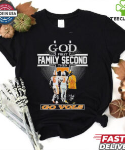 Official God First Family Second Then Tennessee Vols Dylan Sampson Nico Iamaleava And Josh Heupel Shirt