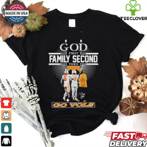 Official God First Family Second Then Tennessee Vols Dylan Sampson Nico Iamaleava And Josh Heupel Shirt