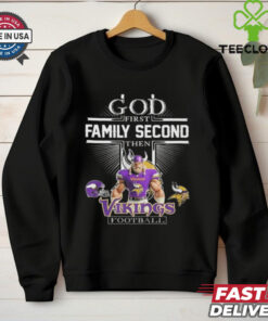 Official God First Family Second Then Vikings Football Mascot 2025 Shirt