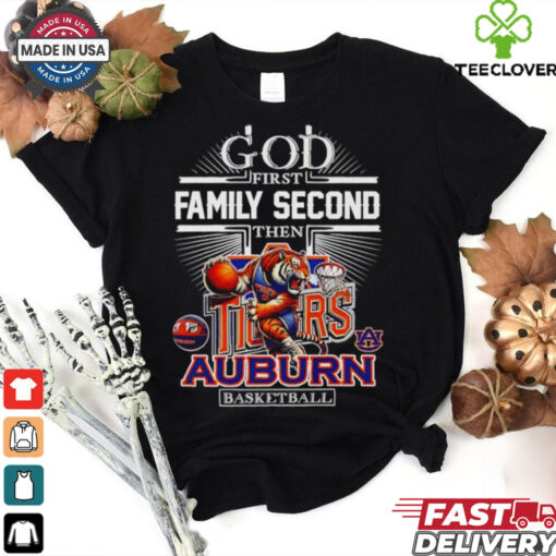 Official God first family second then Auburn basketball mascot shirt