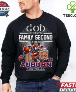 Official God first family second then Auburn basketball mascot shirt