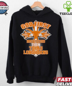 The **Official God First, Family Second, Then Texas Longhorns Shirt** showcases a powerful message of faith, family, and team spirit. Perfect for Texas Longhorns fans who prioritize their values while proudly supporting their team!