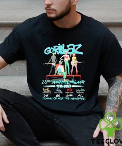 Official Gorillaz 25th Anniversary 1998 2023 Thank You For The Memories signature shirt