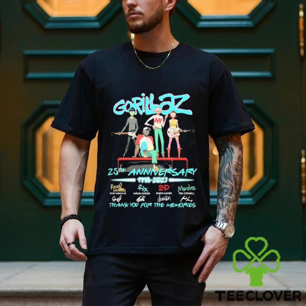 Official Gorillaz 25th Anniversary 1998 2023 Thank You For The Memories signature shirt Official Gorillaz 25th Anniversary 1998 2023 Thank You For The Memories signature shirt