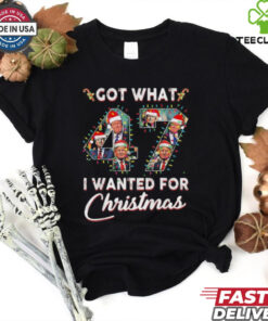 Official Got What I Wanted For Christmas Funny Trump Xmas 2024 Shirt featuring a humorous design with a playful take on Donald Trump and the holiday season, capturing the festive spirit with a fun twist.