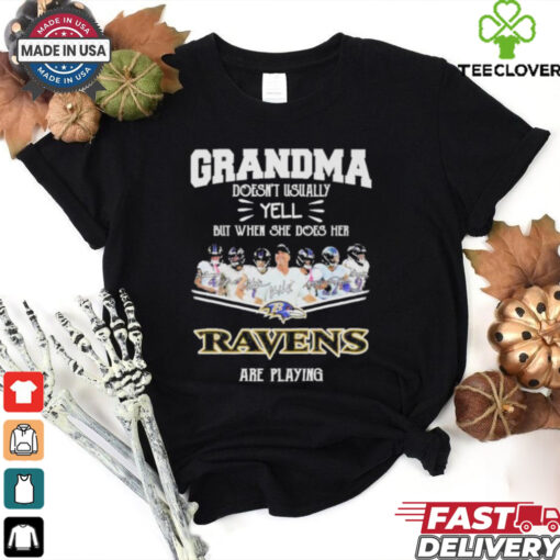 Official Grandma Doesn’t Usually Yell But When She Does Her Baltimore Ravens Are Playing 2024 Signatures Shirt