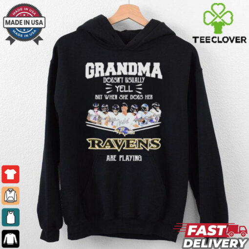 Official Grandma Doesn’t Usually Yell But When She Does Her Baltimore Ravens Are Playing 2024 Signatures Shirt
