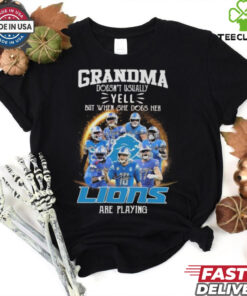 Official Grandma Doesn’t Usually Yell But When She Does Her Detroit Lions Are Playing Signatures 2024 Shirt
